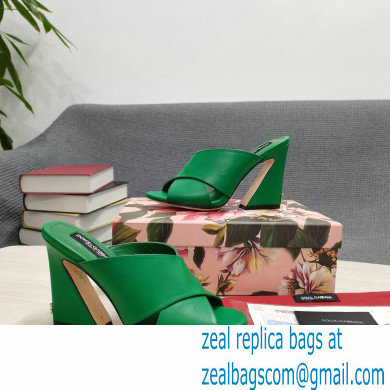 Dolce  &  Gabbana Heel 11cm Mules Calfskin Green with Geometric Heel 2022